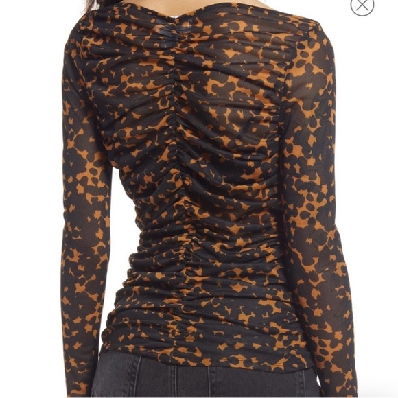 CRISTINA MARTINEZ/Nordstrom Ruched Print Top In Brown Bloom Smudge Size Medium - Picture 3 of 16